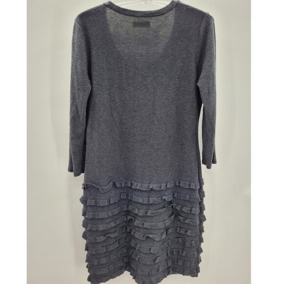Calvin Klein Gray Knit Whimsy Goth Ruffle Skirt Midi Bodycon Sweater Dress - Picture 3 of 14